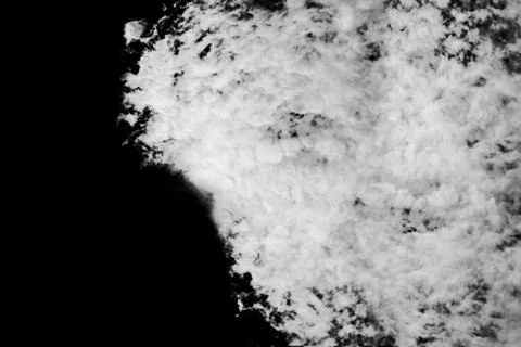 White clouds on isolated black sky. Panorama view background or overlay eleme Photos