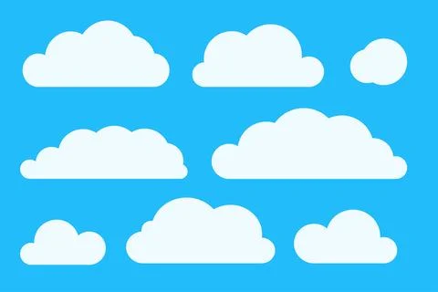White clouds isolated on blue background. Vector illustration Иллюстрация