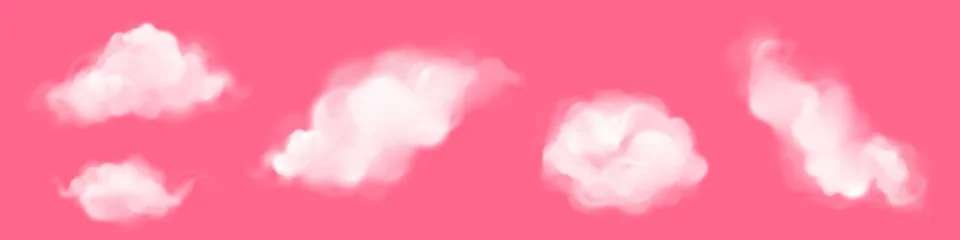 White clouds isolated on pink background Illustration