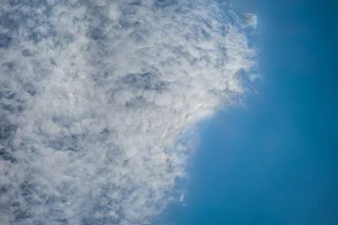 White clouds on light blue sky. Panorama view background or overlay elements  Photos