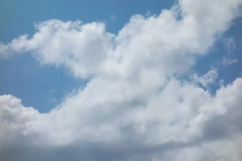 White clouds on light blue sky. Panorama view background or overlay elements  스톡 사진