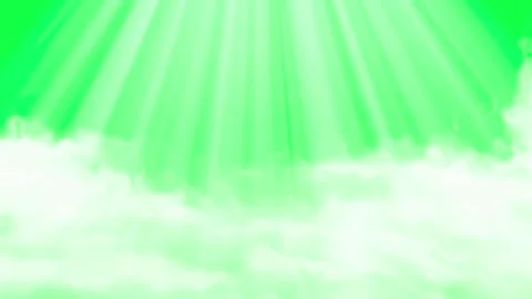 White clouds with light rays on green background Video stock 331766859