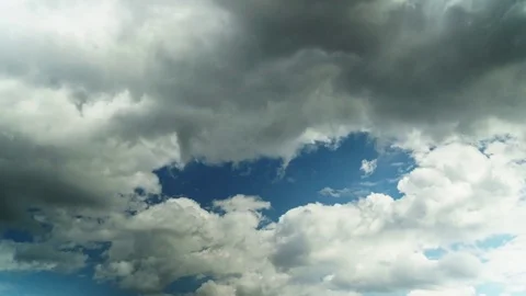 White clouds motion away from camera. Freedom nature. Cloudscape time lapse Stock Footage 77578231