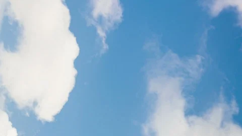 White clouds move across the blue sky. Sunny, summer day. Stock Footage 86692657