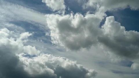White clouds move across the blue sky on a sunny day Stock Footage 280701420