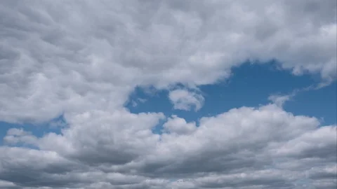 White clouds move in the blue sky on a cloudy day timelapse Stock Footage 129185050