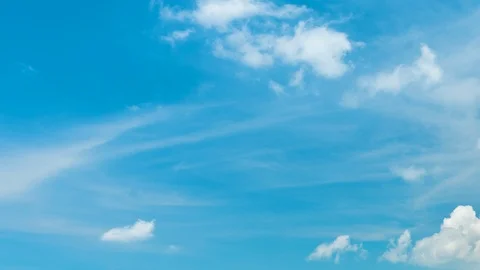 White clouds move on clear bright sky Stock Footage 119973546