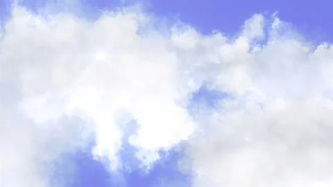 White clouds move on colored background. Motion. 3D animation of moving white Illustrazione stock
