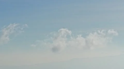 The white clouds move slowly, summer clear day, beautiful weather. Stock Footage 300876923