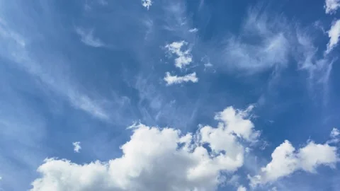 White clouds moving across a deep blue Mediterranean sky, creating a peacef.. Stock Footage 344808941