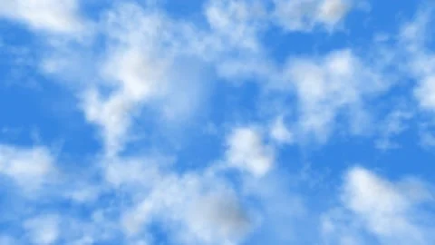 White clouds moving against the blue sky 3D animation. PNG RGBA. Stock Footage 144270334