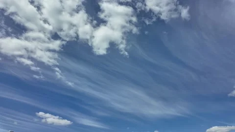 White clouds moving fast from right to left time-lapse. Cloudy heaven background Stock Footage 335661912