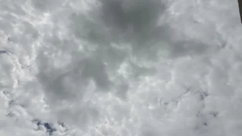 White Clouds Moving Fast At Viewer In The Hot Sun On Blue Sky Timelapse Video Stock Footage 283801300