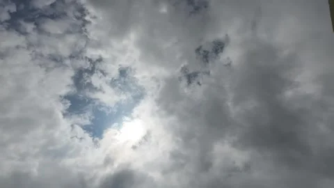 White Clouds Moving Fast At Viewer In The Hot Sun On Blue Sky Timelapse Video Stock Footage 283801323