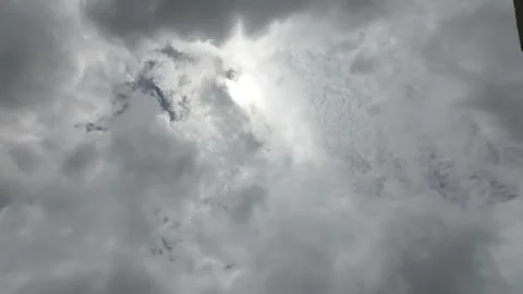 White Clouds Moving Fast At Viewer In The Hot Sun On Blue Sky Timelapse Video Stock Footage 283801393