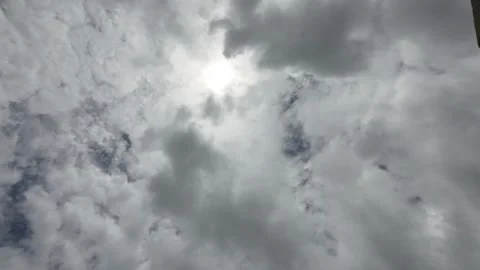 White Clouds Moving Fast At Viewer In The Hot Sun On Blue Sky Timelapse Video Stock Footage 283801442
