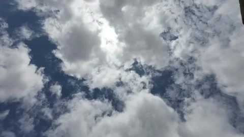 White Clouds Moving Fast At Viewer In The Hot Sun On Blue Sky Timelapse Video Stock Footage 283801532