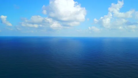 White clouds over blue sea paradise heaven sky. Unbelievable aerial view flight Vidéo 221105505