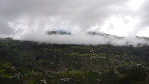 White Clouds Over Green Mountain Valley [Timelapse] Stock Footage 88346791