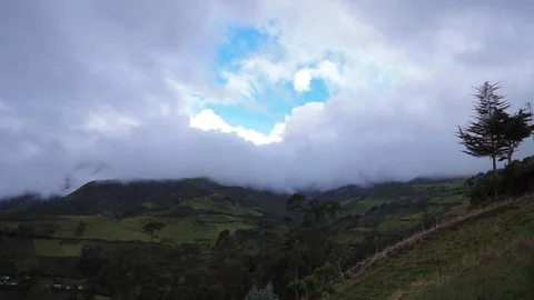 White Clouds Over Green Mountain Valley 2 [Timelapse] Stock Footage 88346813