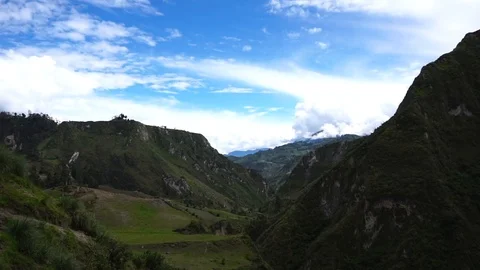 White Clouds Over Green Mountain Valley 4 [Timelapse] Stock Footage 88346842