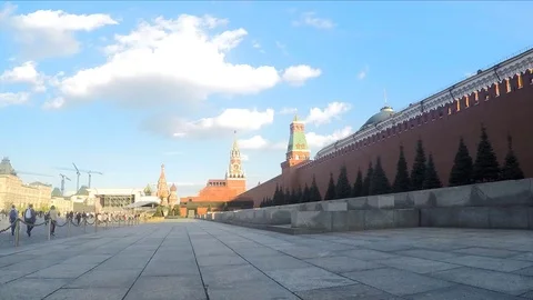 White clouds over Kremlin walls in summer timelapse Stock Footage 82983846