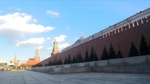 White clouds over the Kremlin walls on summer day timelapse Stock Footage 82984215