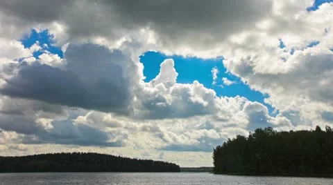 White Clouds over the Lake, timelapse 스톡 동영상 11527985