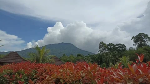 White clouds over the mountains Stock Footage 195975130