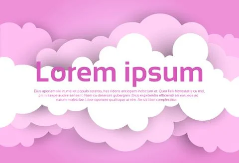 White Clouds Over Pink Sky Template Background With Copy Space Stock Illustration