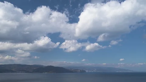White clouds over the sea, Izu peninsula, Shizuoka, Japan Stock Footage 330380321