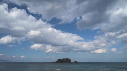 White clouds over the sea, Izu peninsula, Shizuoka, Japan Stock Footage 330380328