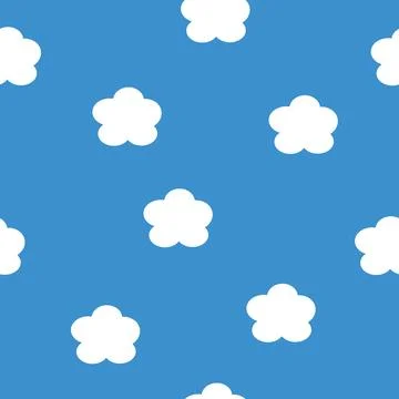 White clouds on paris blue sky. Seamless pattern. 스톡 일러스트