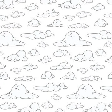 White clouds pattern with black line on transparent background vector イラスト素材