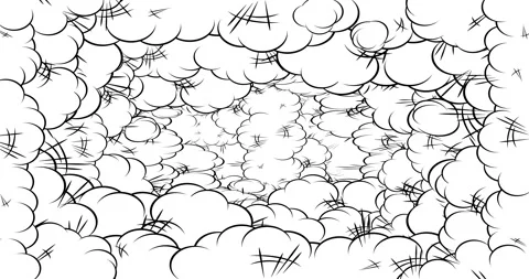 White clouds pop art background from green screen Stock Footage 171195120