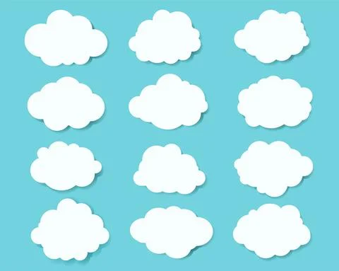 White Clouds Set With Blue Background Stock Illustration