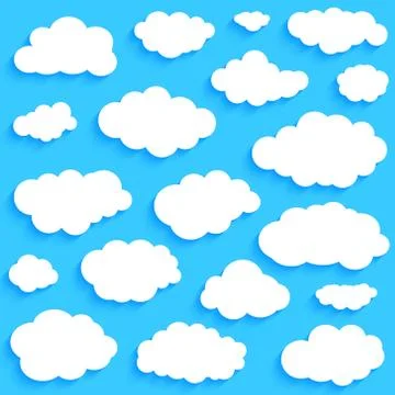 White clouds set on blue sky background Stock Illustration