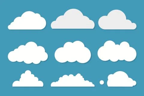 White clouds set on blue sky background. Vector Stock Illustration