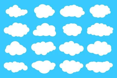 White clouds set on blue sky background. Vector illustration Stock Illustration