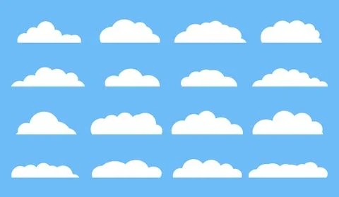 White clouds set on blue sky background. Vector illustration Stock Illustration