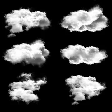 White clouds set, natural 3D illustration Stockillustratie