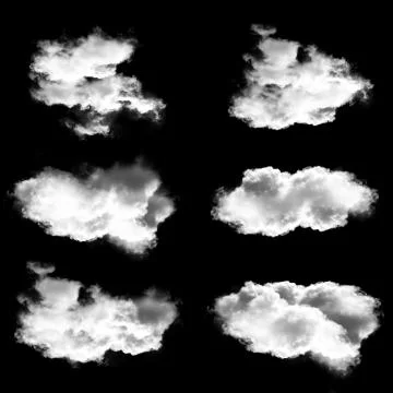 White clouds set, natural 3D illustration Stockillustratie