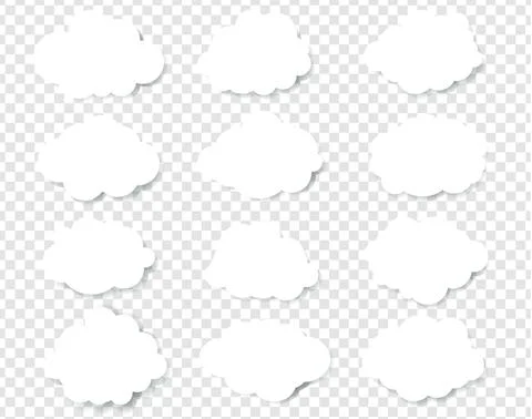 White Clouds Set With Transparent Background Stock Illustration