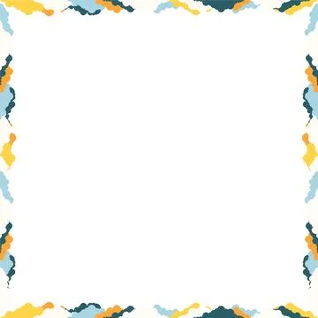 White clouds simple square frame. Fluffy clouds in the blue sky template. F.. Illustrazione stock