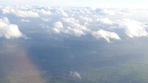 White Clouds in Sky Aerial from Plane Stock Footage 230913172