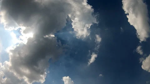 White clouds in the sky. Summer day. Noon. Stock Footage 153738705