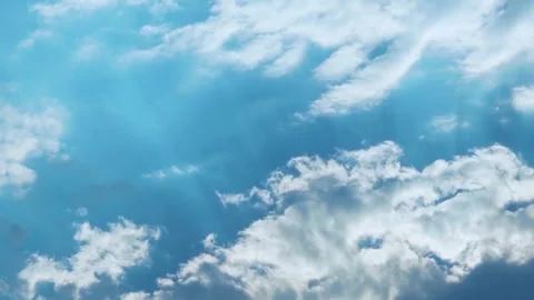 White Clouds in Sunlight Blue Sky, Time Lapse. Sky Blue, Sky, Azure Skyscraper a Stock Footage 245972467