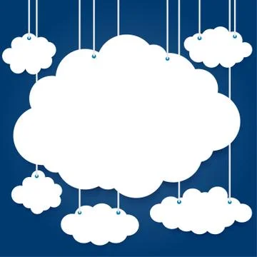 White clouds on a thread on background. Illustrazione stock