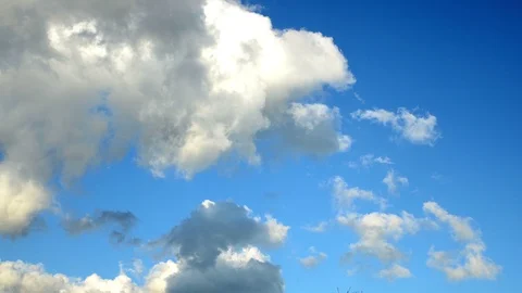 White Clouds Time Lapse on a sunny day Stock Footage 113410848
