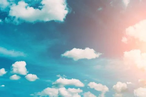 White clouds in turquoise sky background 스톡 사진